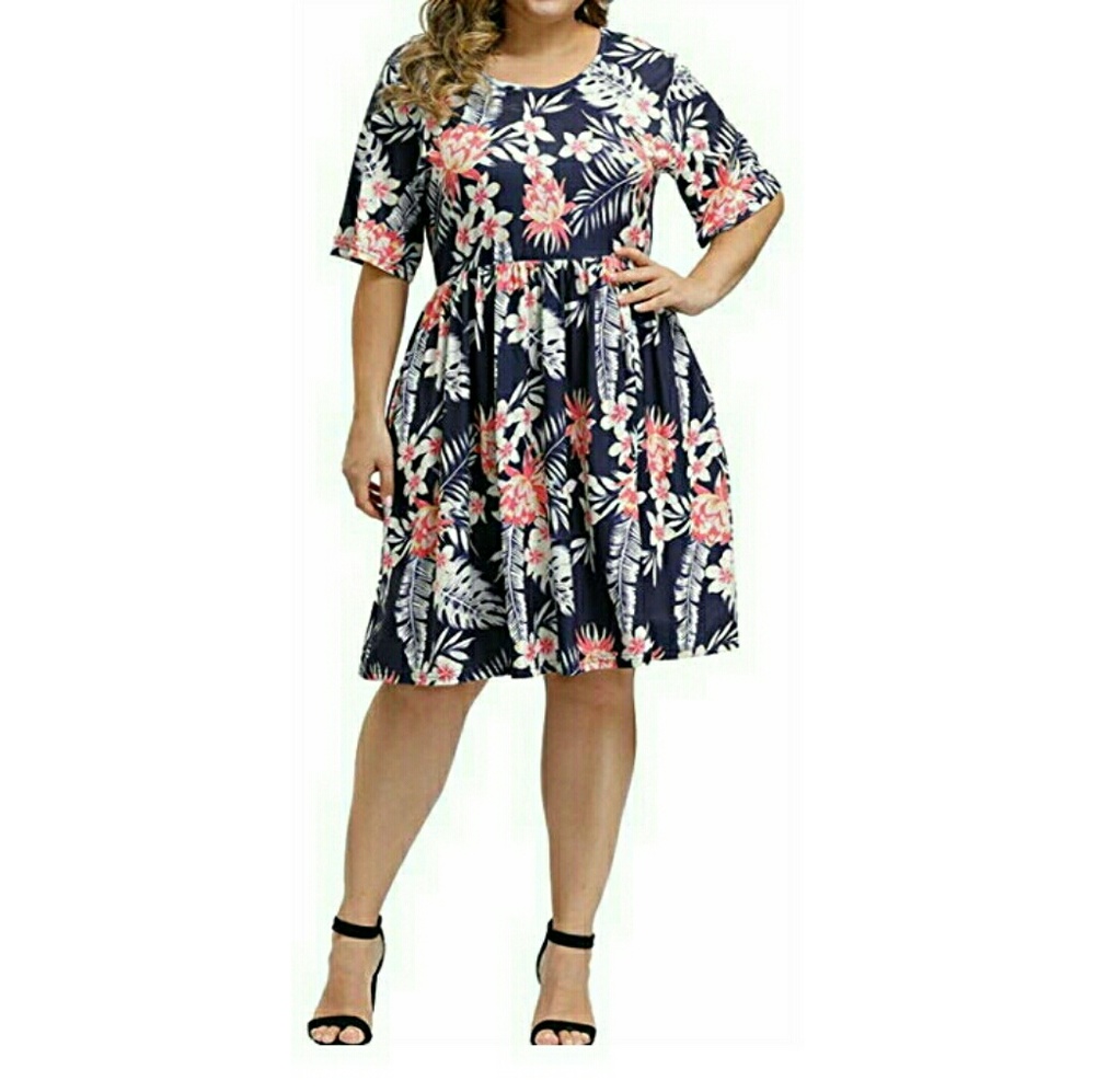 Plus size floral midi dress